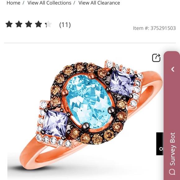 Le Vian Aqua/Tanzanite Ring 1/6 ct tw
Diamonds 14K Gold size 6 1/2 rare - Picture 2 of 6